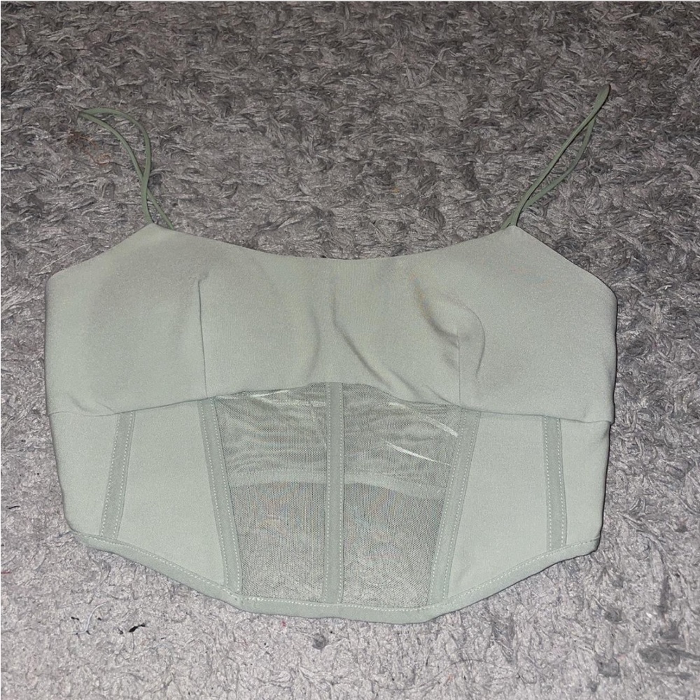 Green Mesh Crop Top